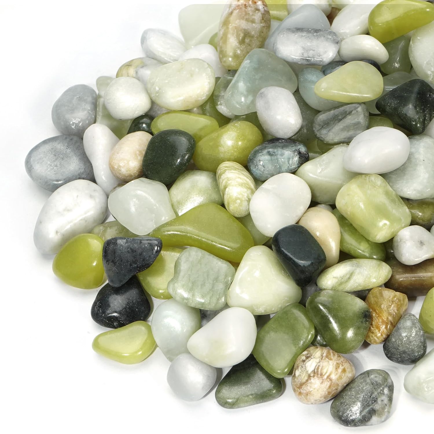 5 lb Jade Pebbles for Indoor Plants, 1/2 Inch Polished Decorative Pebbles for Vase, Bamboo, Succulent, Garden Landscape Decoration River Stone