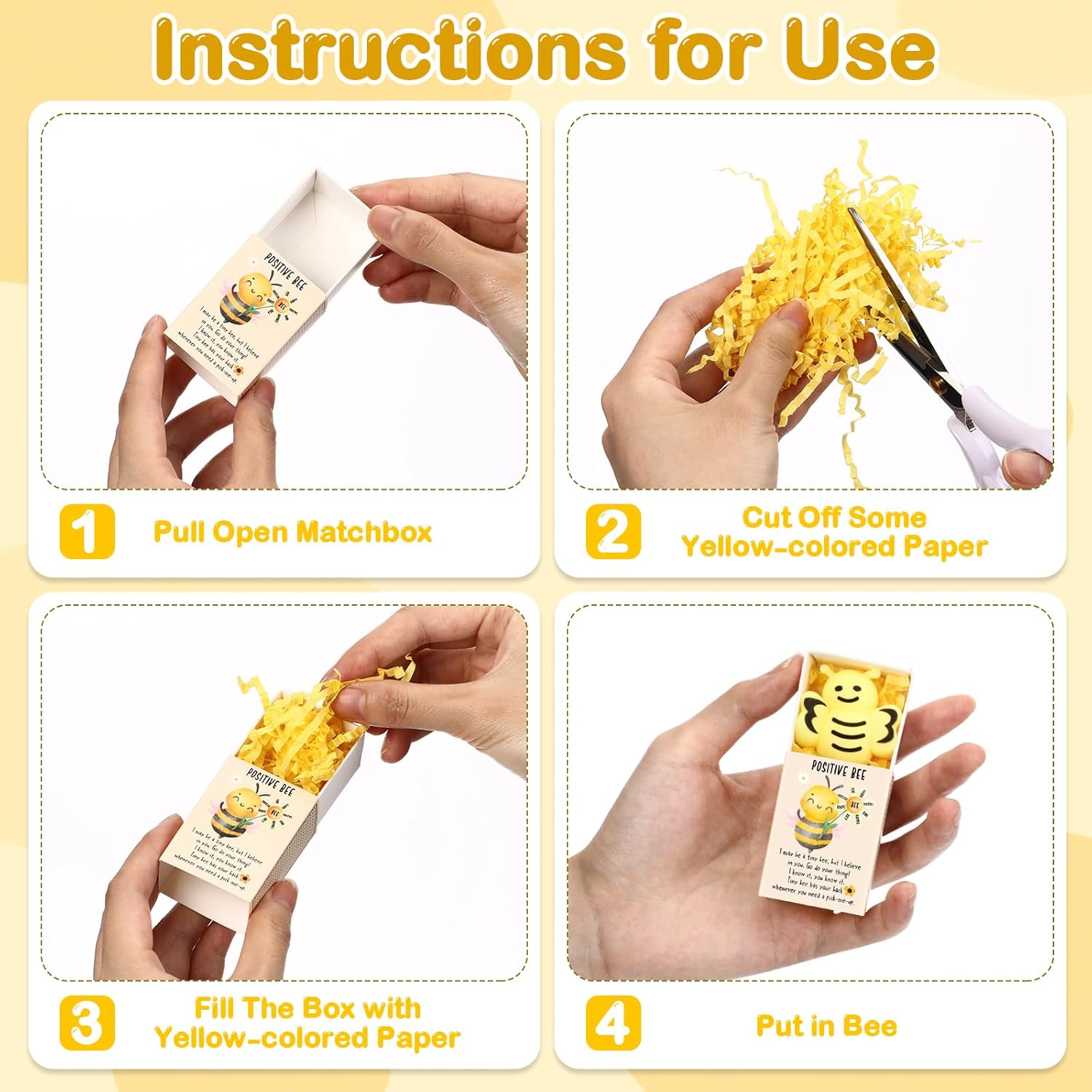 Wettarn 50 Sets Bee Gifts Positive Cute Stress Balls with Support Gift Boxes Inspirational Party Favors for Employee Coworker Friends Office Stress Relief Toys