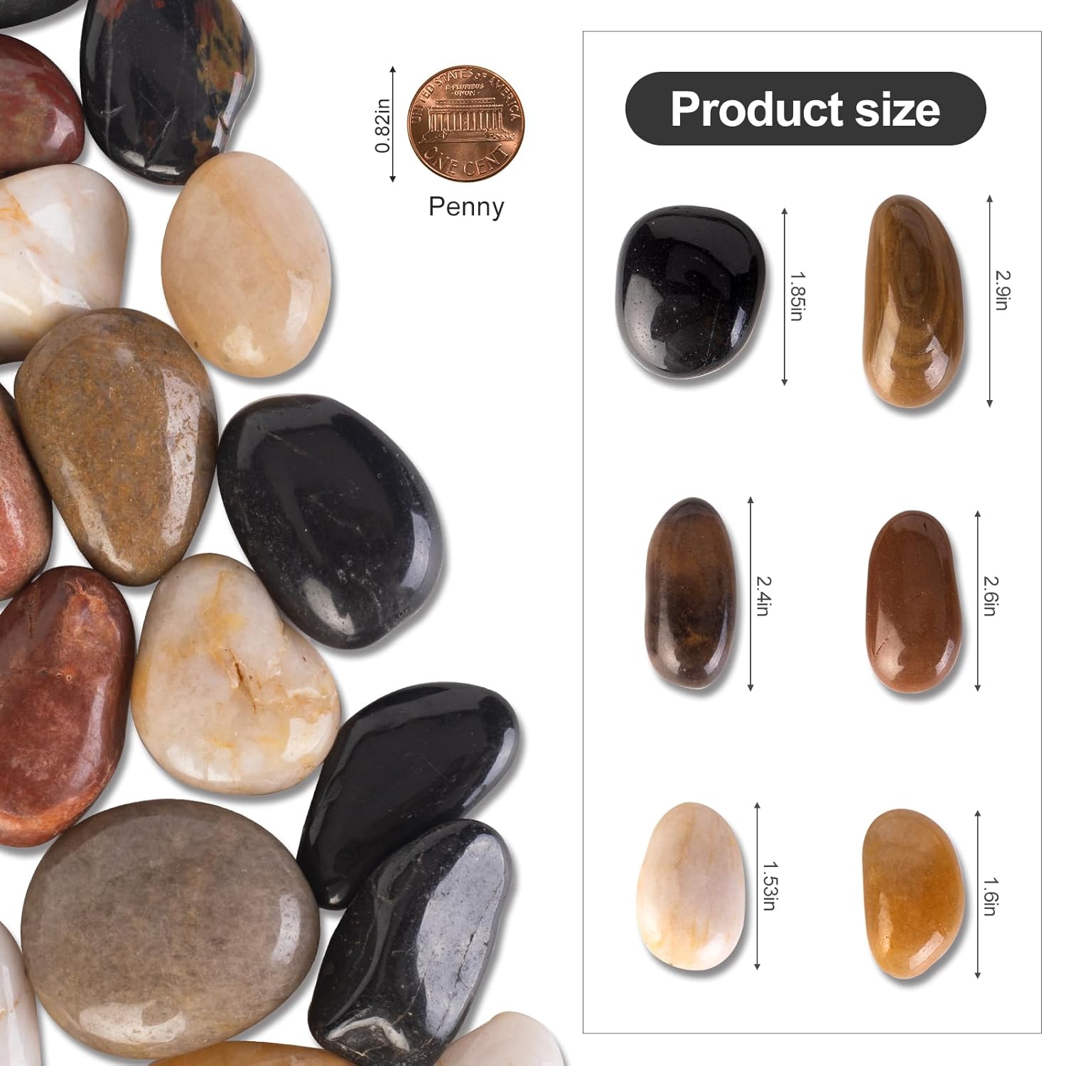 15 lbs River Stones and Pebbles can be Used for Gardening; Aquarium Rocks and Gravel are Suitable for Fish Tank decorationsand Sand Pebbles