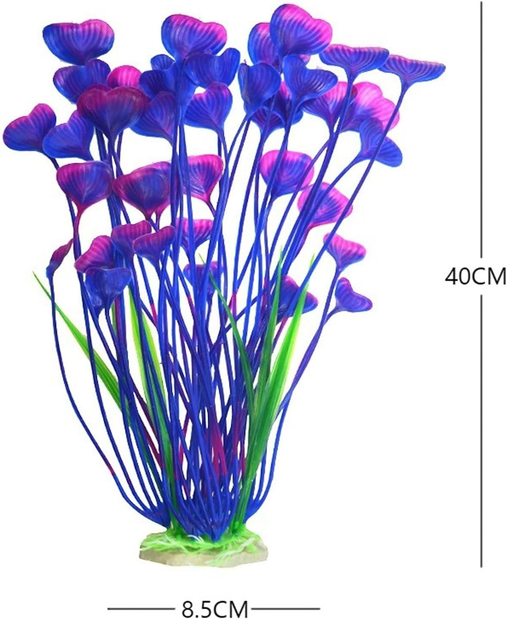 2PCS Aquarium Decor Plastic Plants, Large 16 Inches Artificial Fish Tank Plants (Purple)