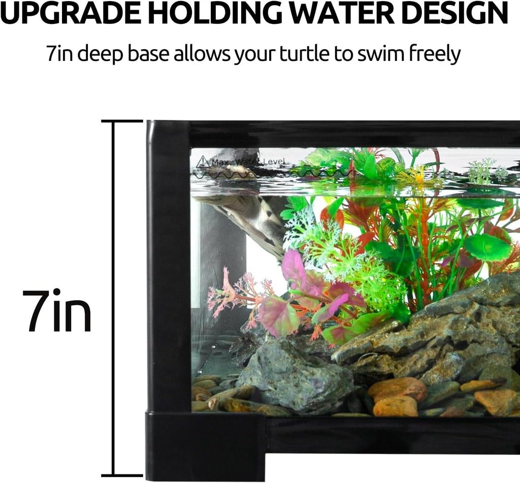 REPTIZOO 50 Gallon Large Turtle Tank Aquarium, 36"×18"×18" Tortoise Habitat Water-Land Ecological Turtle Tank with Drainage System Aquatic Aquarium, Terrarium for Tree Frogs, Salamanders
