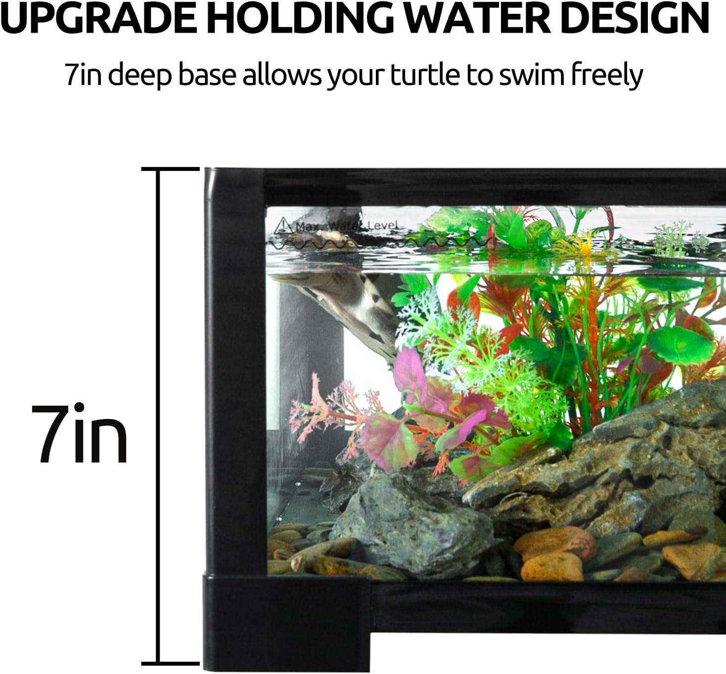 REPTIZOO 50 Gallon Large Turtle Tank Aquarium, 36"×18"×18" Tortoise Habitat Water-Land Ecological Turtle Tank with Drainage System Aquatic Aquarium, Terrarium for Tree Frogs, Salamanders