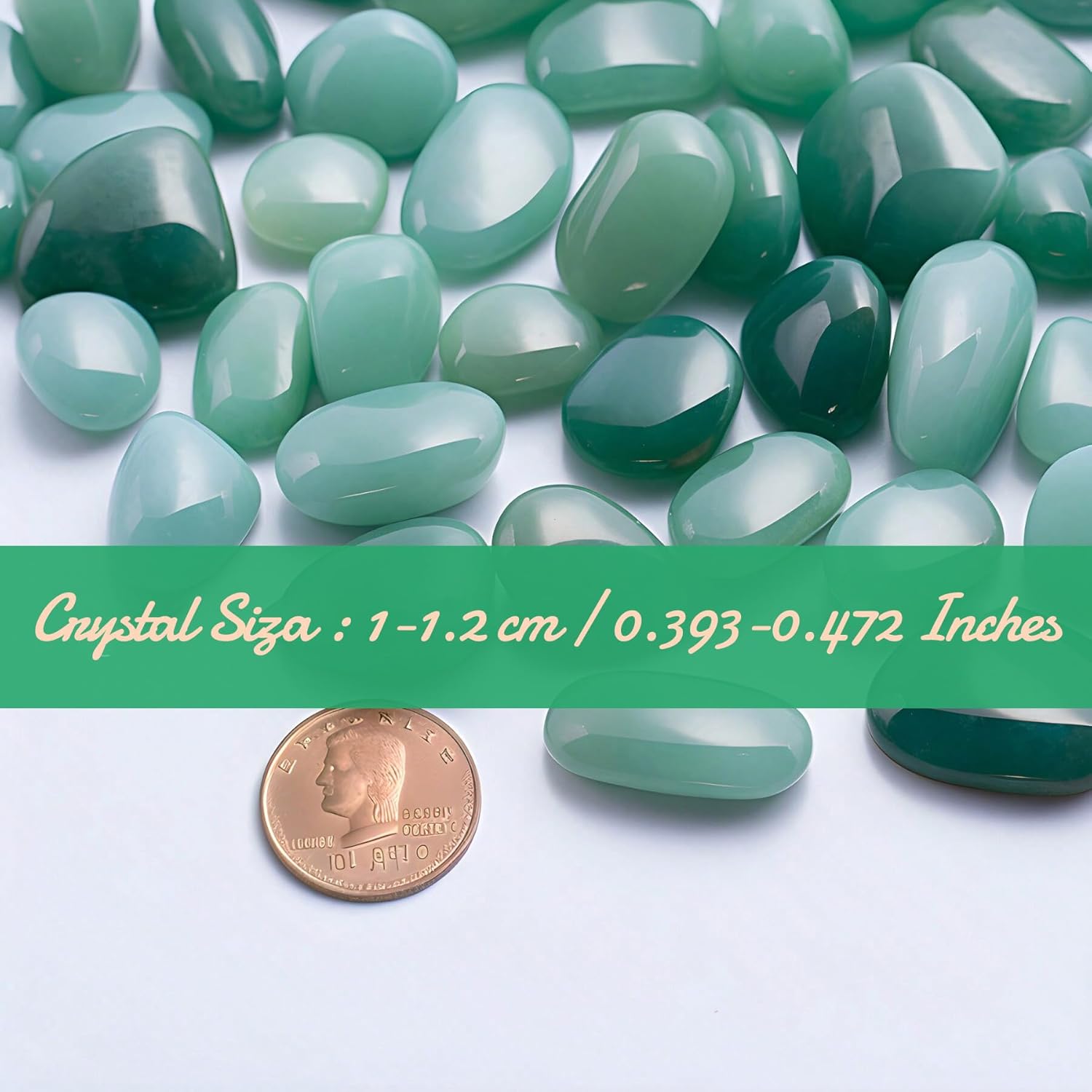 Polished Aventurine Crystal Set, 0.4", 128 Pcs - Handpicked Tumbled Stones and Crystals Bulk for Healing, Reiki, Meditation, Witchcraft and Home Decor,