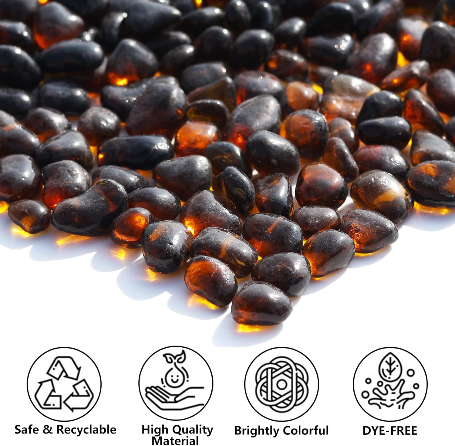 Sea Glass Stones - Brown Clear Glass Pebbles Gemstones - Perfect for Aquarium Rocks, Fish Tank Gravel, Vase Fillers, DIY Crafts, and Home Decor (0.9LB/14oz)