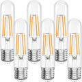 Tubular Light Bulb,T10 E26 LED Bulb Dimmable 2700K Warm White, 6W, 60 watt Equivalent, e26 Edison Bulbs for Chandeliers, Ceiling Fan, 90+CRI 600LM, 6 Pack