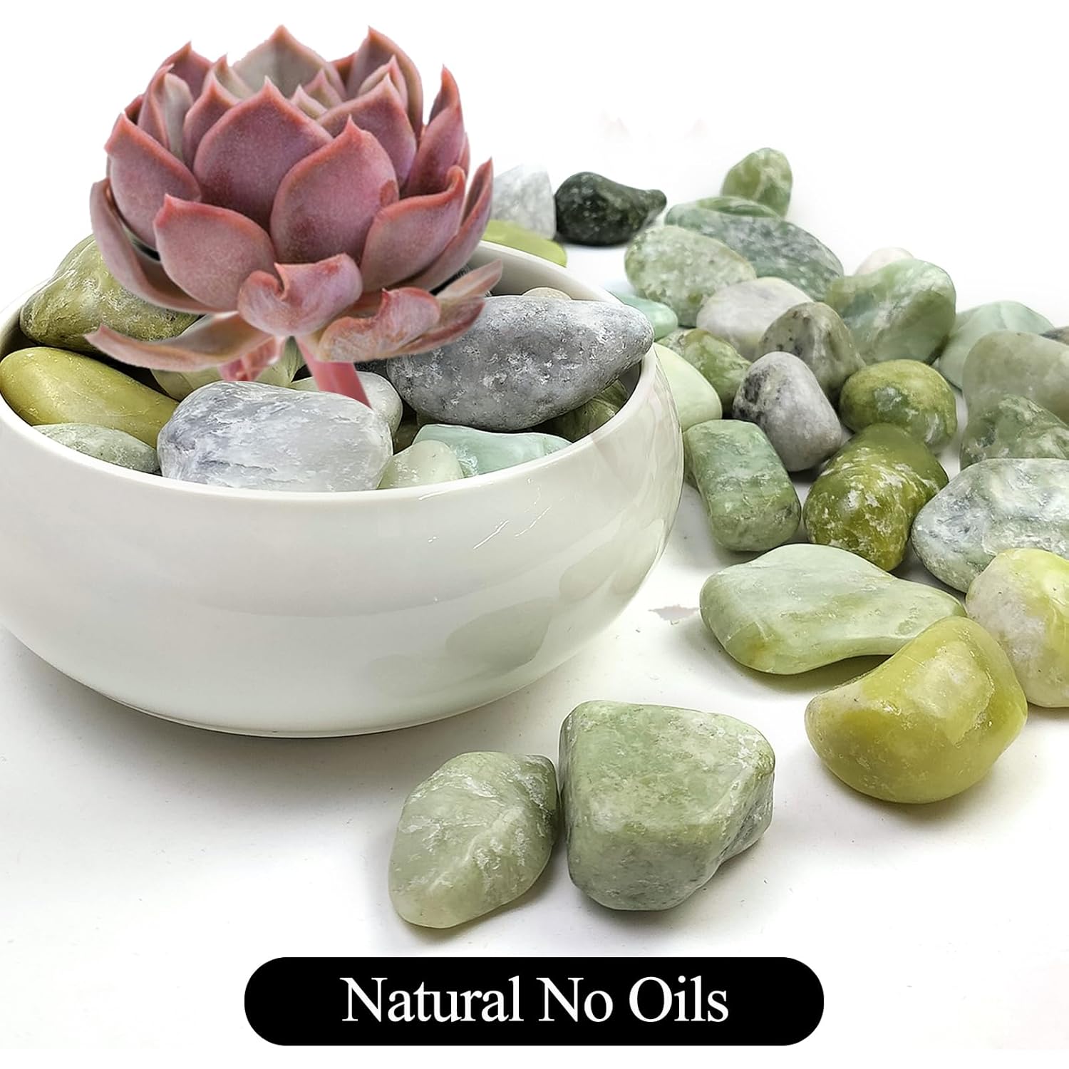 5LB Succulent Jade Pebbles for Indoor Plants, 1.2-2 Inch Natural Decorative Polished Stones, River Rocks for Vase, Flowerpot Decoration, Indoor Decoration,Landscaping and Garden Decoration