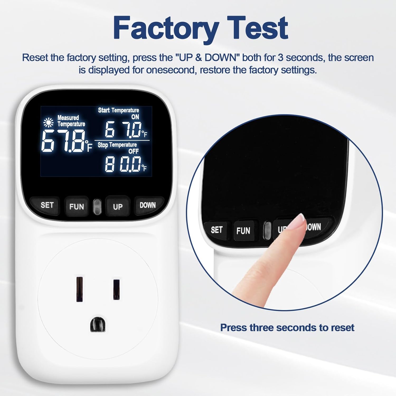 Digital Temperature Controller Thermostat Outlet Plug, 120V 15A Heating and Cooling Control with Sensor,Thermostat Timer LCD Display, Ideal for Reptiles, Greenhouses, and Brewing