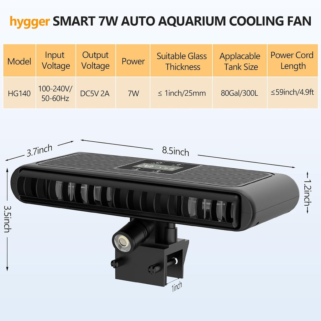 hygger Aquarium Chiller Fan, Auto Temperature Control Aquarium Cooling Fan with Adjustable Temperature and 3 Wind Speed, Quiet Fish Tank Cooler