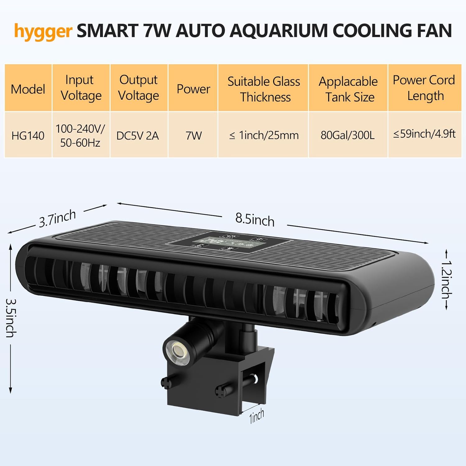 hygger Aquarium Chiller Fan, Auto Temperature Control Aquarium Cooling Fan with Adjustable Temperature and 3 Wind Speed, Quiet Fish Tank Cooler