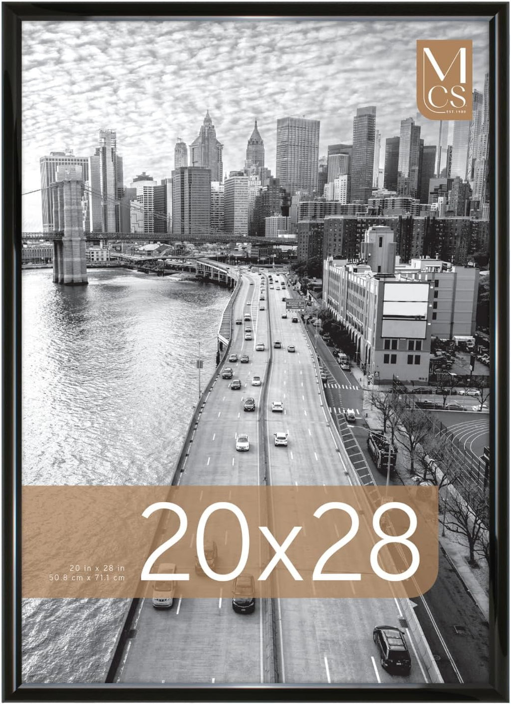 MCS Trendsetter 20x28 Poster Frame Black High-Gloss, Vertical & Horizontal Wall Hanging Large Picture Frame for Photos, Posters & Art Prints (1-Pack)
