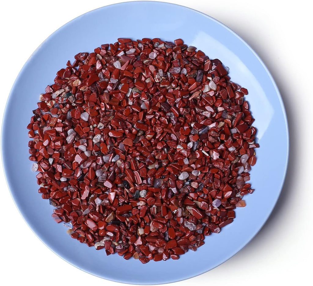 LAIDANLA Red Jasper Crushed Stone Crystal Chips Bulk Natural Gemstones Healing Reiki Crystals Mini Quartz Vase Filler Aquarium Gravel 100g