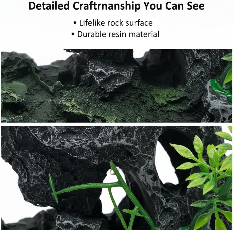 J-star Large Aquarium Rock Mountain Decor – Realistic Resin Landscape Ornament for Fish Tanks – Enhances Underwater Scenery, Easy to Clean, Safe for Fish
