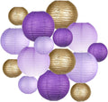 Paper Lanterns Decorative, Gradient Purple Round Hanging Paper Lantern Decorations for Purple Birthday Decorations Bachelorette Gender Neutral Baby Shower, 15Pcs