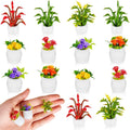 Skylety 14 Pcs Miniature Dollhouse Plants Accessories Mini Artificial Flowers Plants for Doll House Tiny Fake Greenery Bonsai Ornament Crafts for Toddlers Girl Boy(Vivid Style)