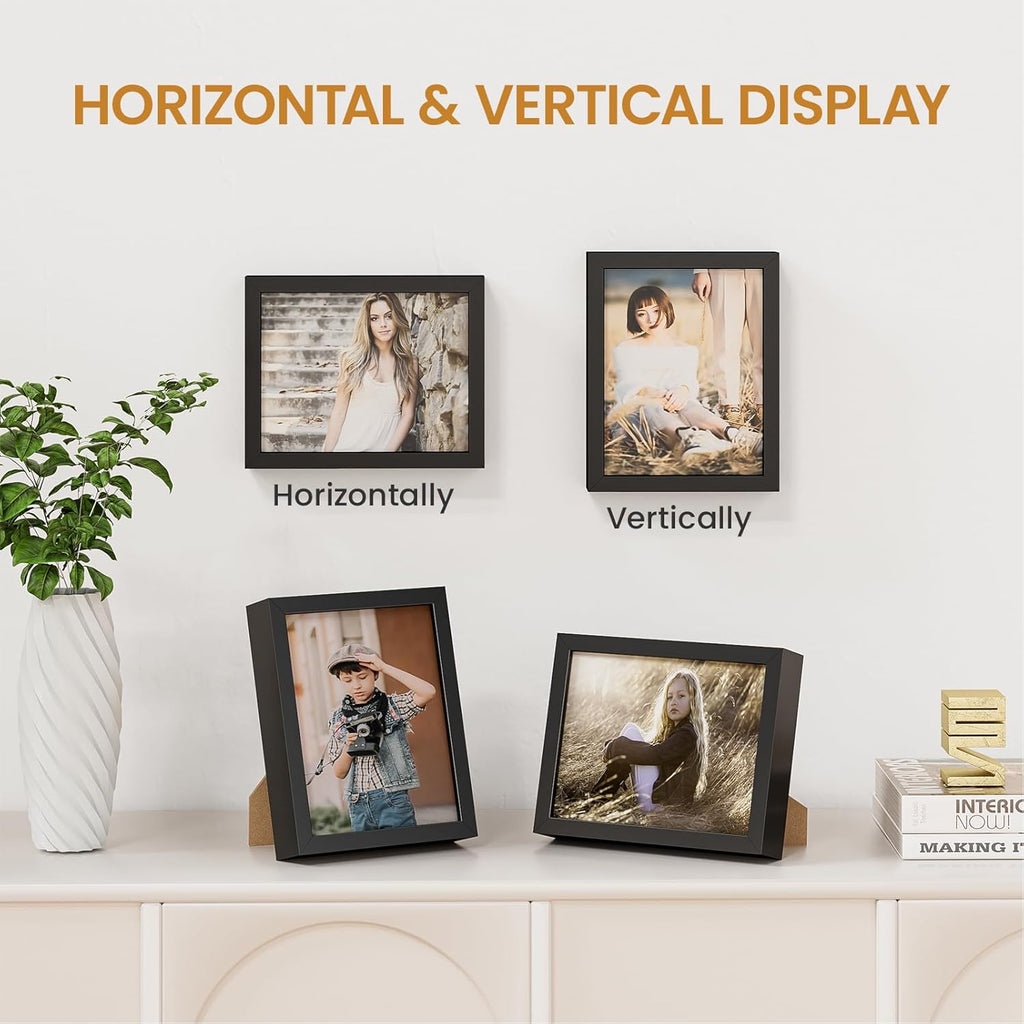 4x5 Aluminum Metal Picture Frame,Tempered Glass Black Photo Frame 4x5 for Family Photo,Posters,Art,Document to Wall Mount Horizontally or Vertically