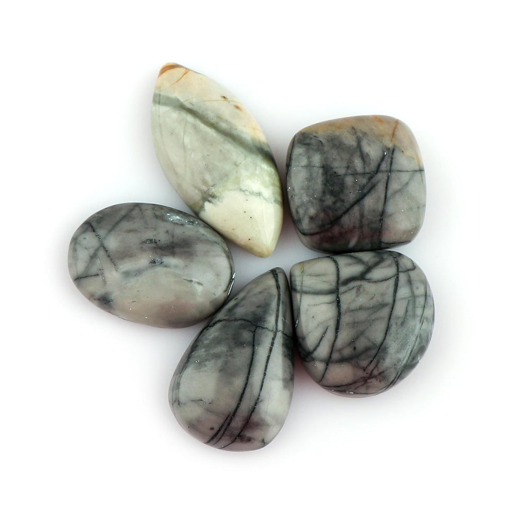 CRYSTALIS Wholesale 5pcs Natural Picasso-Jasper Loose Gemstone Bulk Cabochons Jewelry Making Supply, Chakra Healing Polished Stones, Wire Wrapping, DIY, Gem Collection, Mix-Shape, 20mm+
