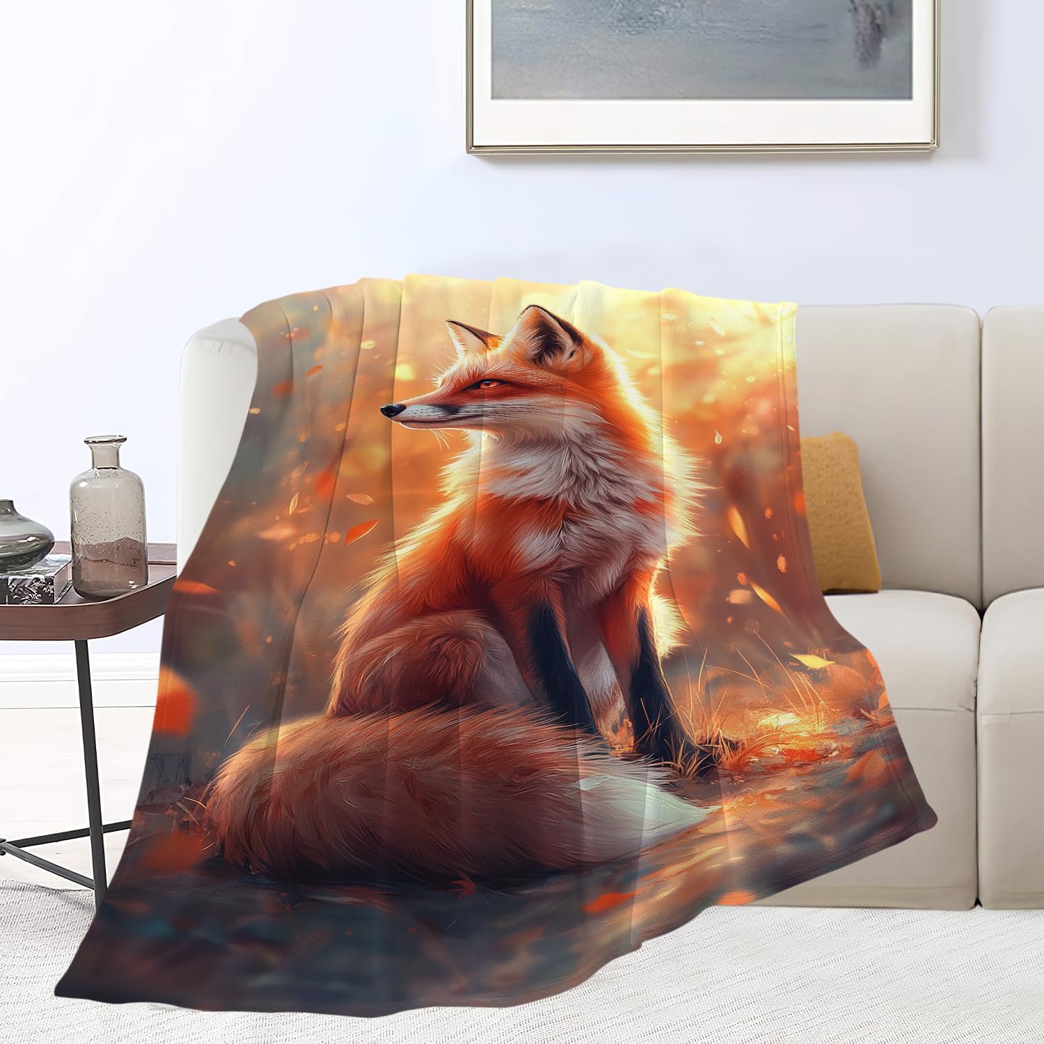 Fox Blanket Orange Fox Throw Blanket Fox Gifts for Girls Women Kids Boys Adults Men Super Soft Cozy Plush Fluffy Fuzzy Fleece Blanket Home Decor 40''X50''