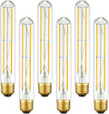 Arberlic 7.3 Inch T10 LED Bulb,6W Tubular Light Bulb Equivalent E26 led Bulb 60 watt dimmable,Warm White 2700K,600lm,CRI85+,AC120V,Clear Glass Long E26 Edison Bulb,Flicker-Free,Pack of 6