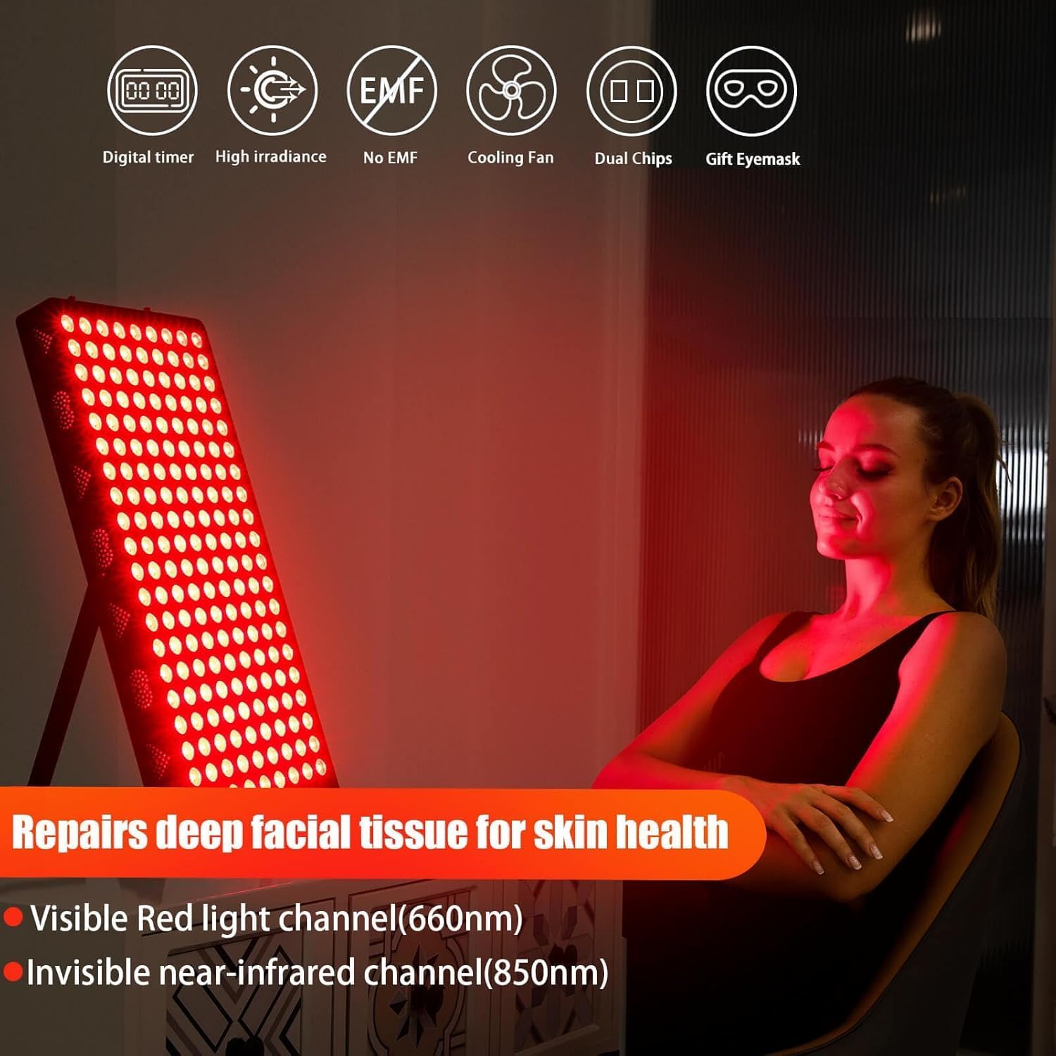 2025 Red Light Therapy Device, Red 660nm & Near Infrared 850nm, Full-Body Light Therapy Panels for Face with Pain, Skin, Recovery, Sleep, Performance