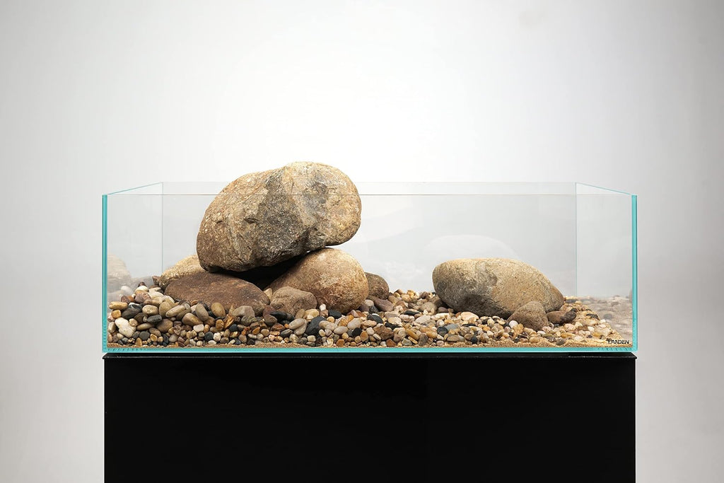 LANDEN 60S 7.9 Gal Shallow Aquarium Tank, Shallow Fish Tank, Rimless Low Iron Tank W23.6×D11.8×H7.1 in(60x30x18cm); 5mm Thickness Aquascape Fish Tank, Black Leveling Mat Included