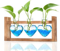 Nacome Plant Terrarium Propagation Stations: Christmas Gifts for Plant Lovers Women Mom Wife - Wooden Stand Tabletop Planter 3 Bulb Glass Vase Heart Shaped for Hydroponics Indoor Home Office Decor
