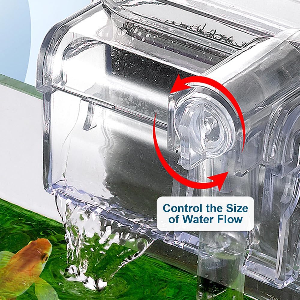 DONGKER Slim Aquarium Filter,250L/h 2.5W Hang on Back Filter Ultra Quiet Adjustable for 2-8 Gal Aquariums Tanks