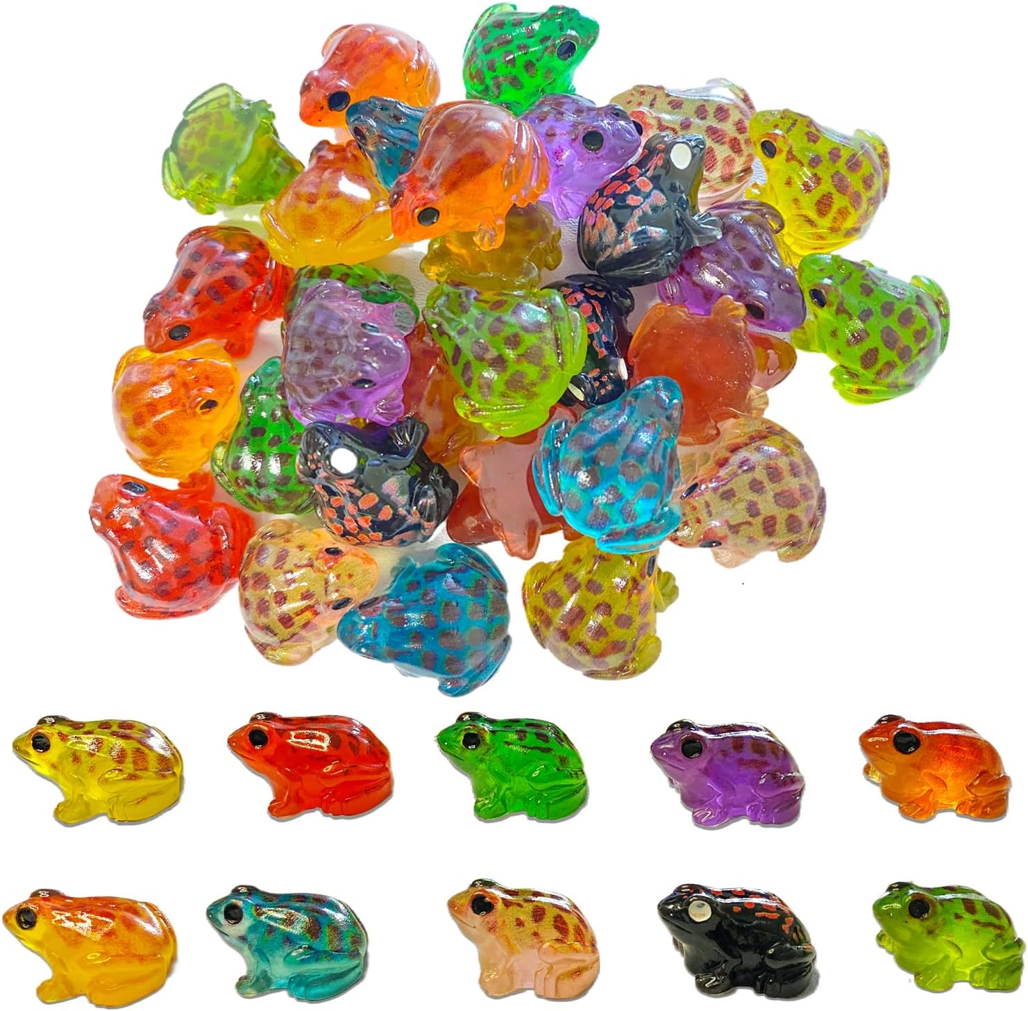 40 Pieces Resin Mini Frogs Luminous Mini Animals 10 Colors Tiny Animals for Crafts Dollhouse Fairy Garden Micro Moss Landscape Aquarium Potted Plant Decor (Frog2)