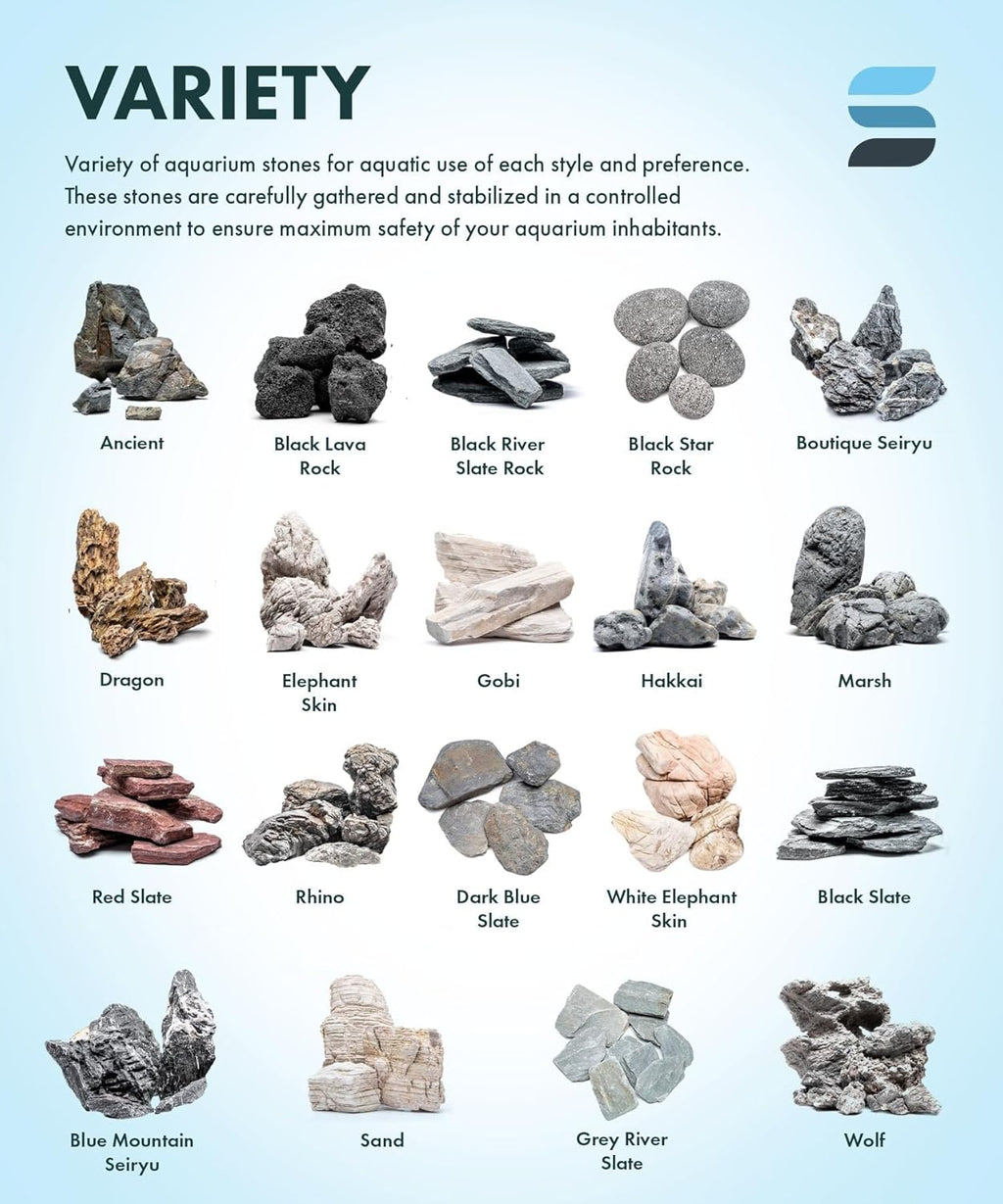 SubstrateSource Natural Aquarium Stones - Medium Gray Jagged Layered Aquascaping Rocks for Dramatic Layouts, Stacking, Terrariums, Freshwater Fish Tank Decorations & Epiphytic Plants - Wolf, 30 LB