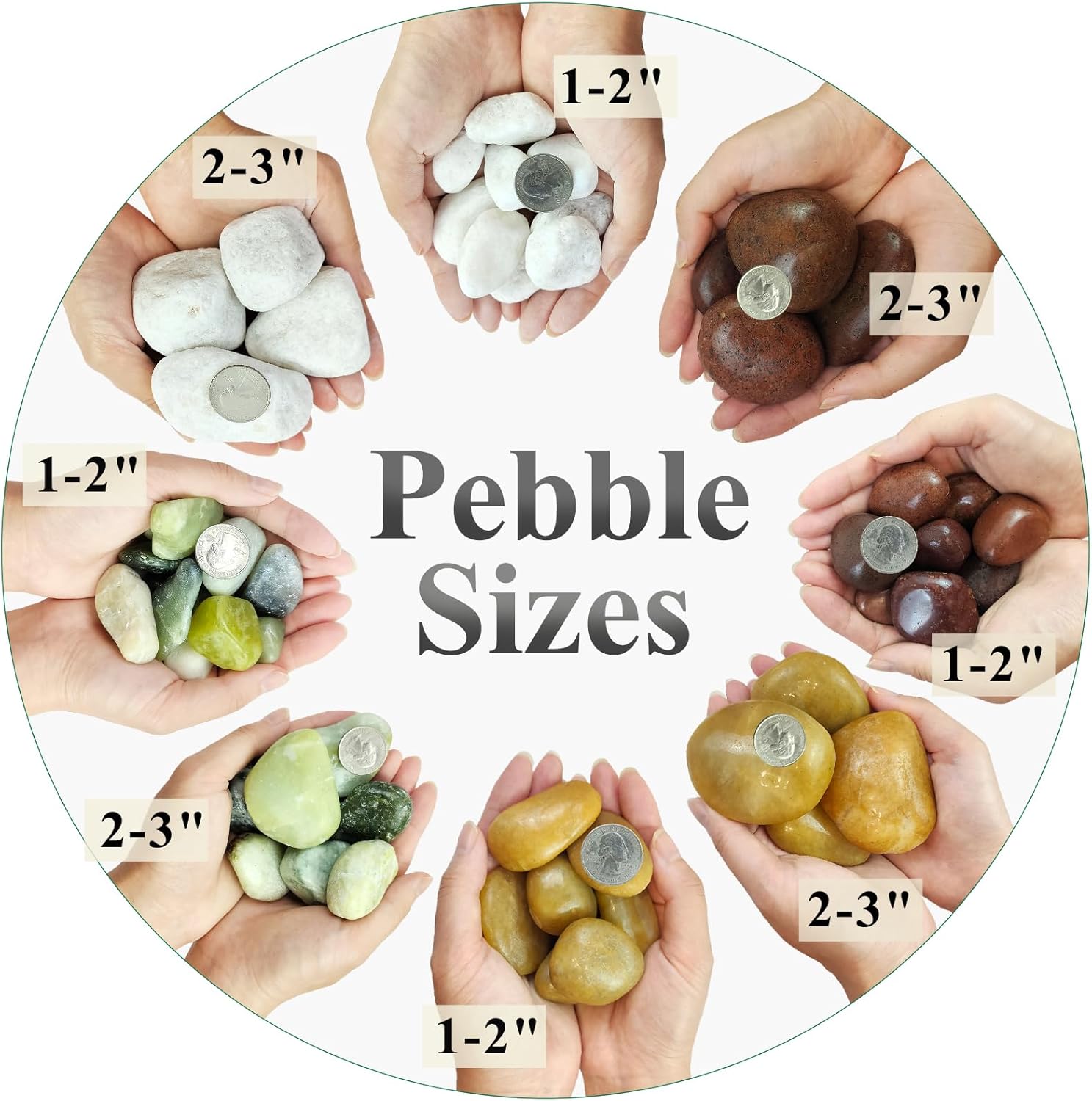 20 lbs Jade River Rocks for Landscaping, 1-2 Inch Decorative Pebbles River Stones for Plants Indoor, Vases, Yard, Crafting and Garden