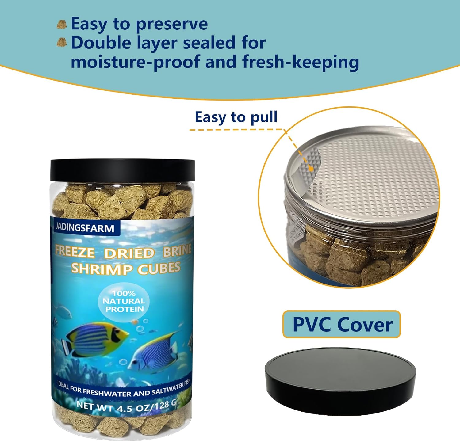 Freeze Dried Brine Shrimp Cubes 4.5 OZ, Brine Shrimp Freeze Dried Aquatic Foods for Tropical Fish Marine Fish and Aquatic Turtles.