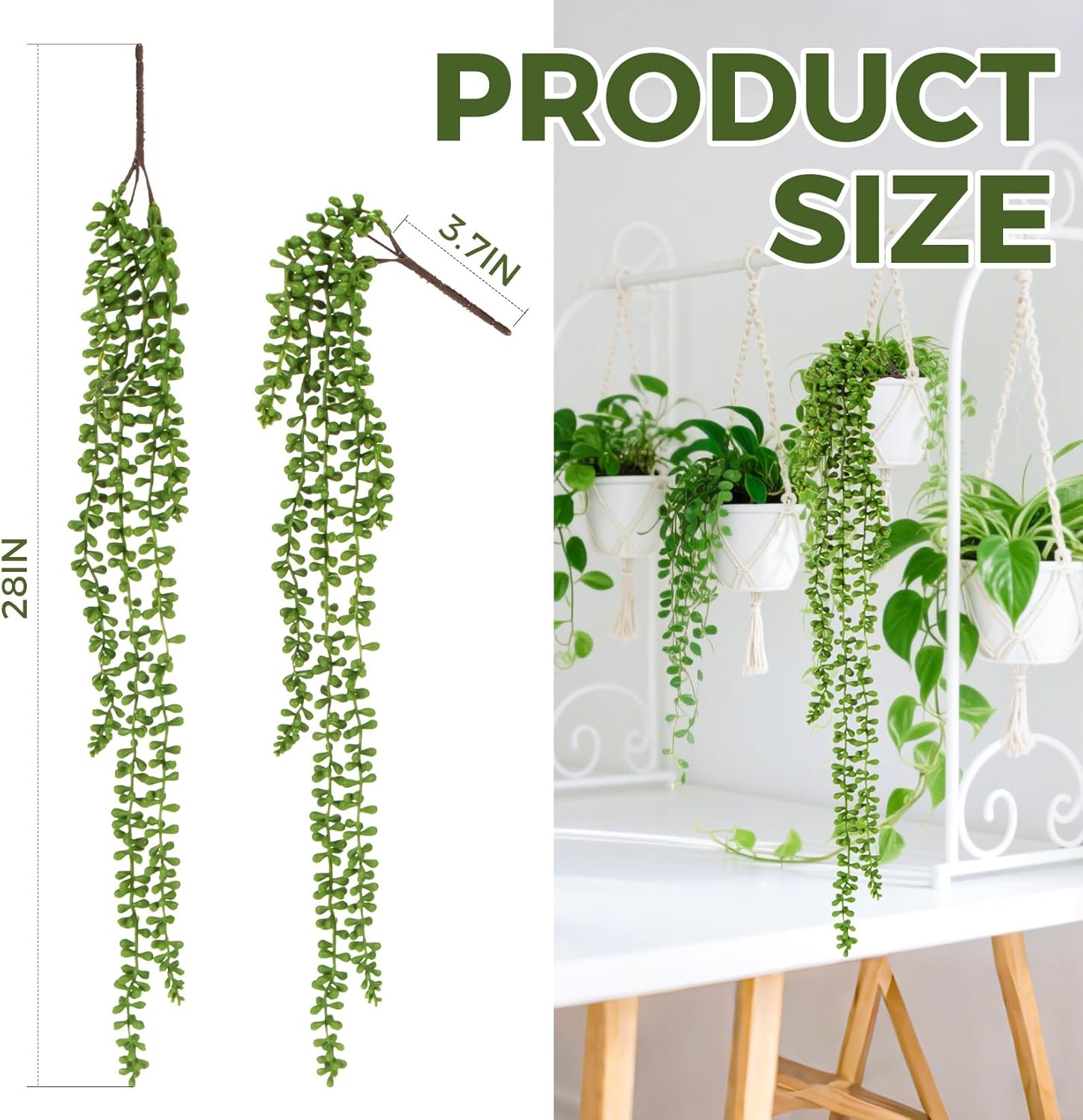 Fake Hanging Plants Artificial Decor - 3PCS String of Pearls Plant Artificial Hanging Plants Fake Succulents Vines for Bedroom Greenery Backdrop Outdoor Wall Decor Balcony Porch Home Decor28