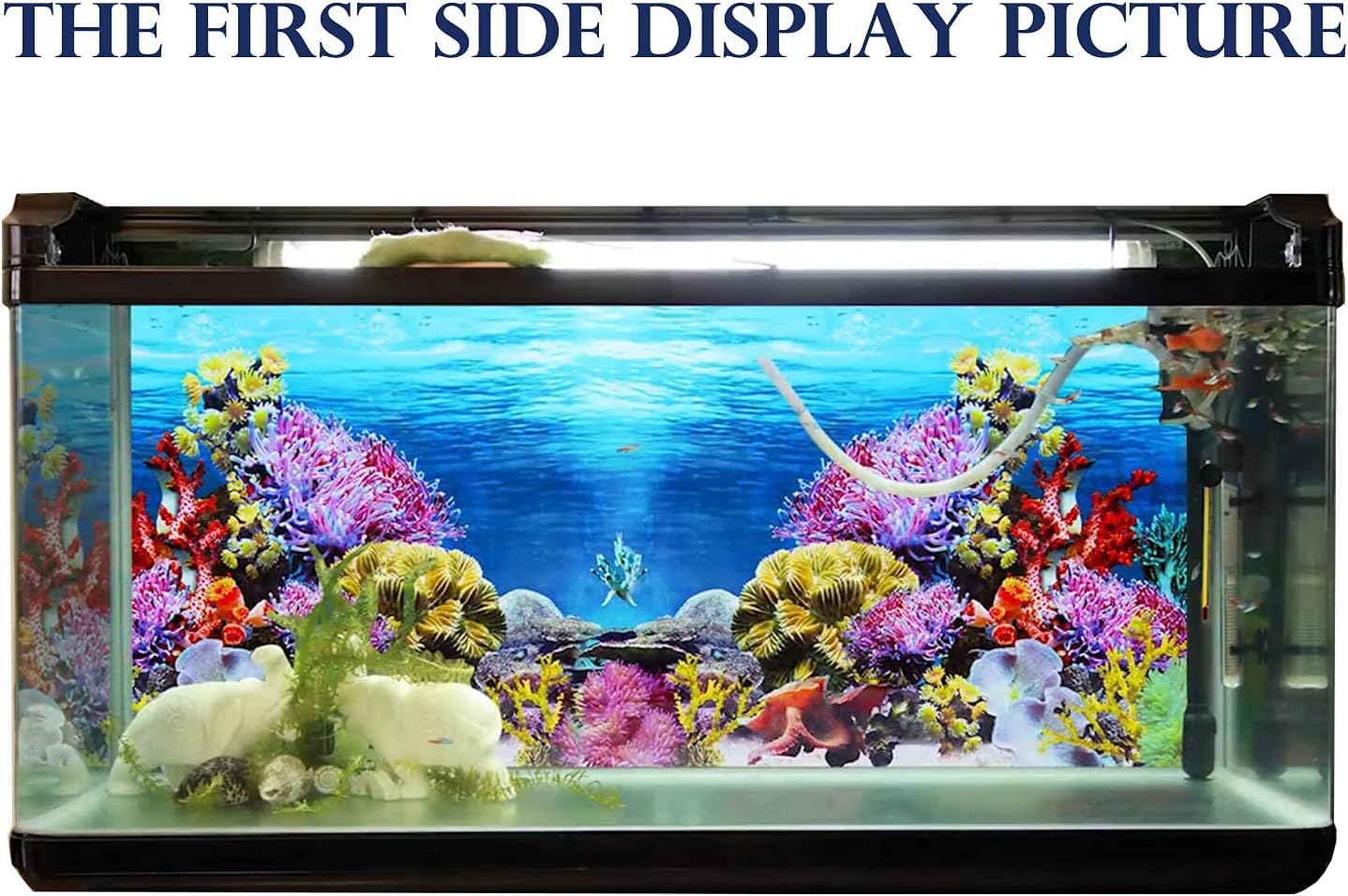 ELEBOX New 20" x 48" Fish Tank Background Paper Wallpaper 2 Sided Colorful Seaweed Water Plants Aquarium Background Picture