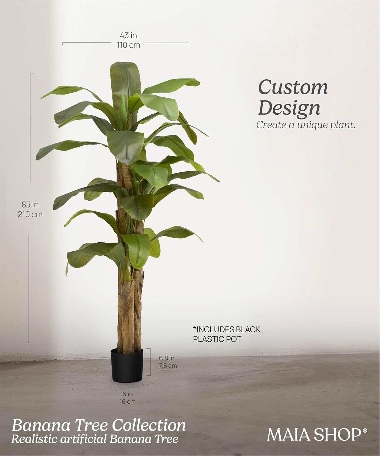 Maia Shop 2 Pack, 7ft Artificial Banana Tree Plant for House, Apartment or Office – Realistic Fake Indoor Plants for Living Room, Kitchen, Bedroom, Entryway or Bathroom – Faux Greenery for Home Décor