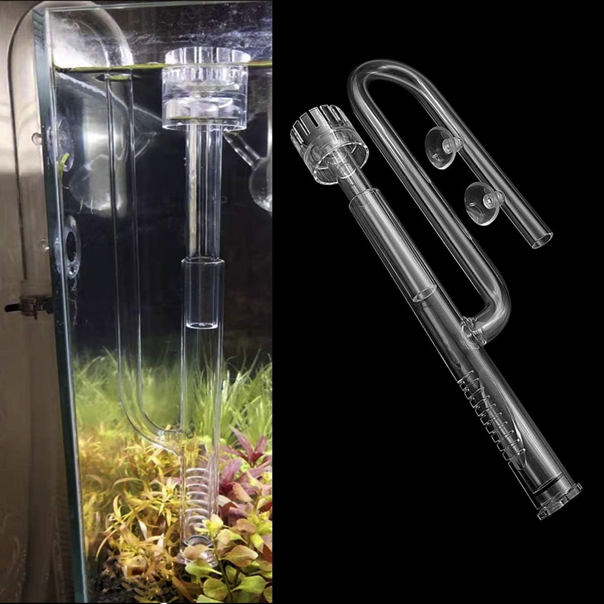 17mm Glass Aquatic Skimmer Inflow Lily Pipe for Aquarium Filter 5/8" i.d. (16/22mm) Tubing and Stainless Steel 90cm Flexible Cleaning Brush for Aquarium Planted Tank