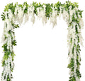 Wisteria Artificial Flowers Garland, 4Pcs 7.2Ft/Piece Silk Fake Wisteria Vine Kit, Hanging Flower for House Outdoor Garden Ceremony Outside Wedding Arch Floral Decor (4, White)