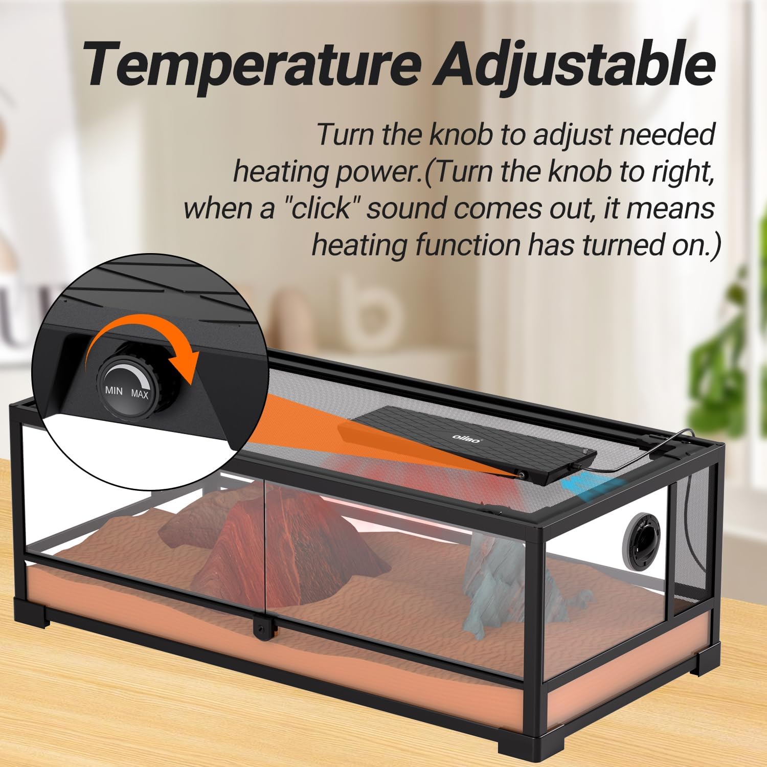 Oiibo Reptile Heat Panel Adjustable Temperature Reptiles Heating Panel Fan for Terrariums, Energy Efficient & Non-Light Reptile Heating Plate for Snakes, Crested Gecko, Leopard and Amphibians