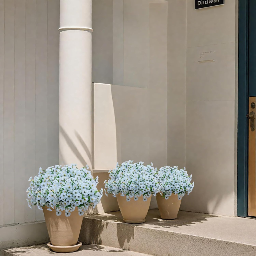 Artificial Flowers for Outdoors,UV Resistant Artificial Outdoor Flowers,Not-Fading Faux Flowers for Outdoor Planters for Front Door Porch Yard Patio Garden Home Decor,12 Bundles,White
