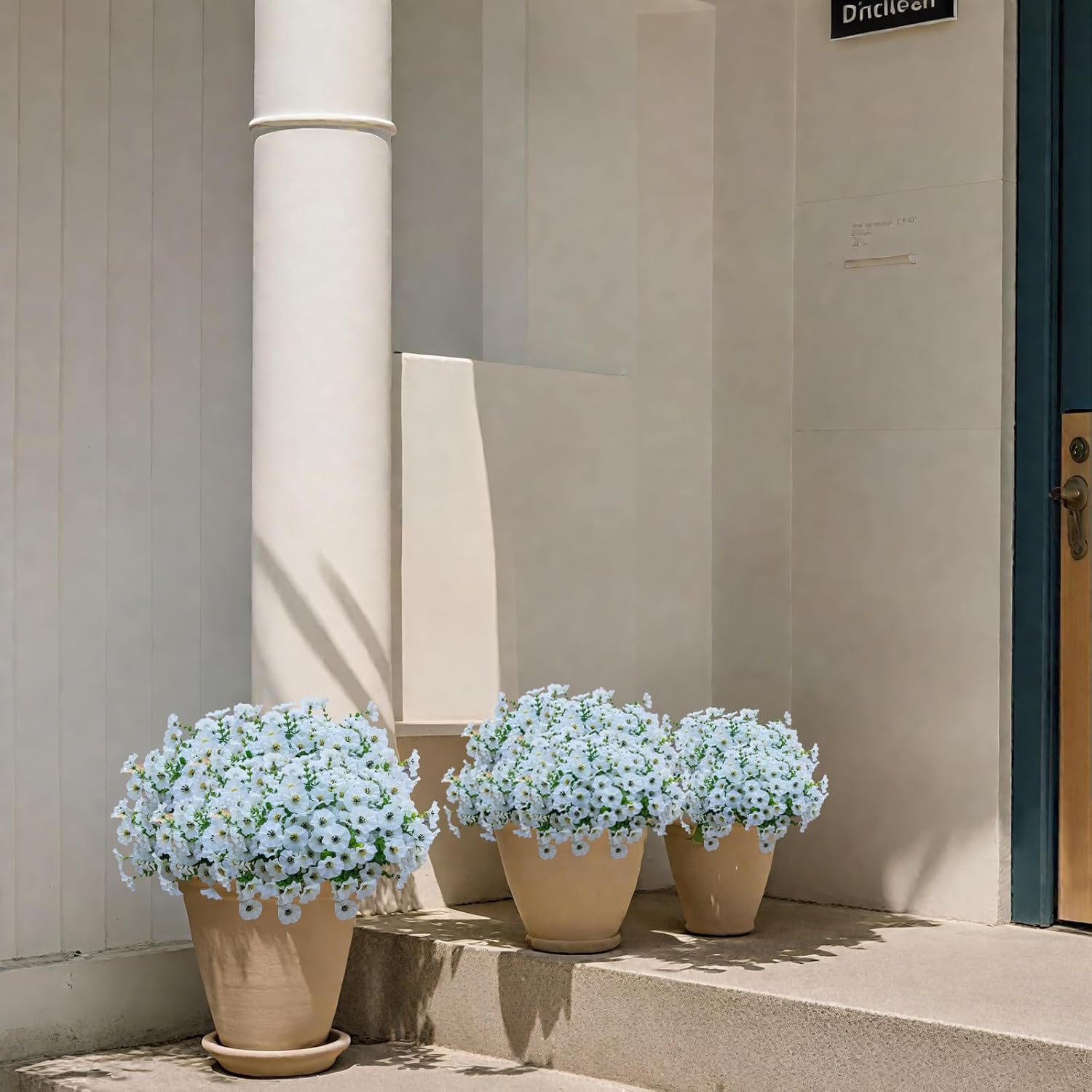 Artificial Flowers for Outdoors,UV Resistant Artificial Outdoor Flowers,Not-Fading Faux Flowers for Outdoor Planters for Front Door Porch Yard Patio Garden Home Decor,12 Bundles,White