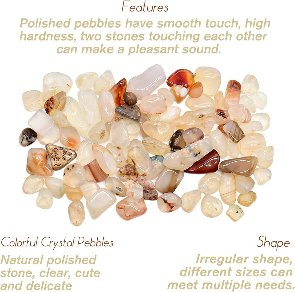 Halatool 1LB Crystal Pebbles 0.27"- 0.79" Natural Landscaping Pebbles Aquarium Gravel Decorative Polished Stone Suitable for Plants Home Decoration DIY Handmade Fish Tanks Vase Filler