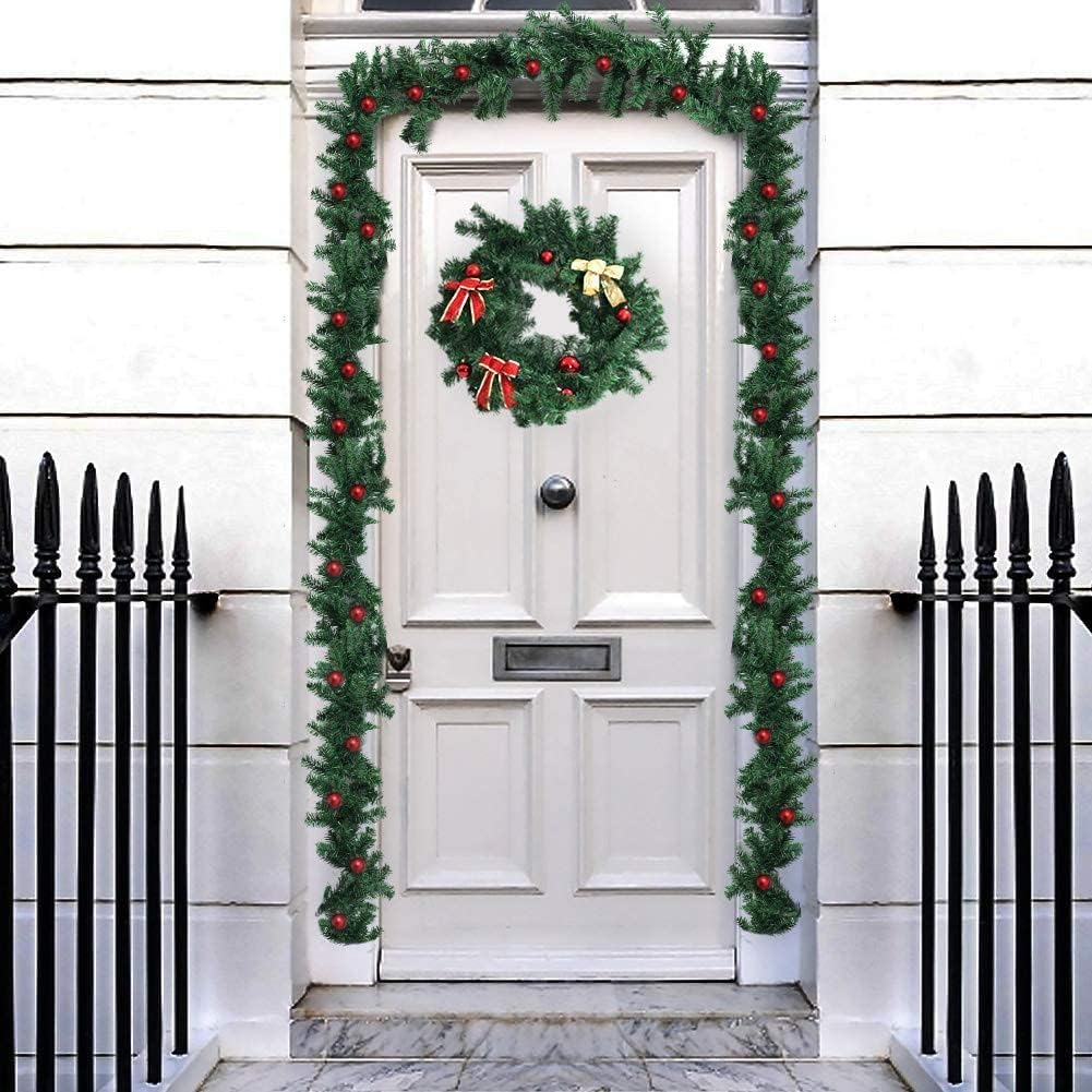 Outroad 9 ft Christmas Garland Soft Greenery Twist Wreath Artificial Ivy Non-Lit Green Garland, for Holiday Season Outdoor Indoor Party Decorations (20 Pack)