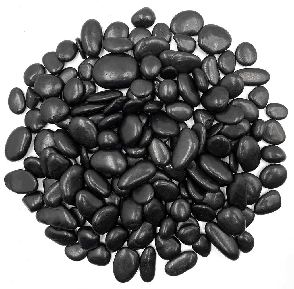 RITOLLO 2.5lb Black Pebble Rocks 3/5-8/5 Inch Polished River Stones for Indoor Plants, Garden Landscaping, Vase Fillers & Aquarium Decor - Natural Decorative Rocks for Succulents, Bonsai, Terrariums