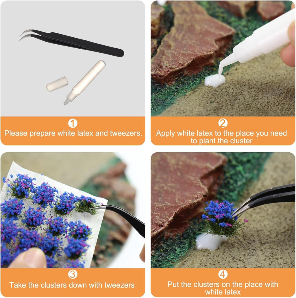 Miniature Vegetation Bushy Shrubs Tuft Flowers with Model Bases War Game DIY Railway Terrain Scenery (G)