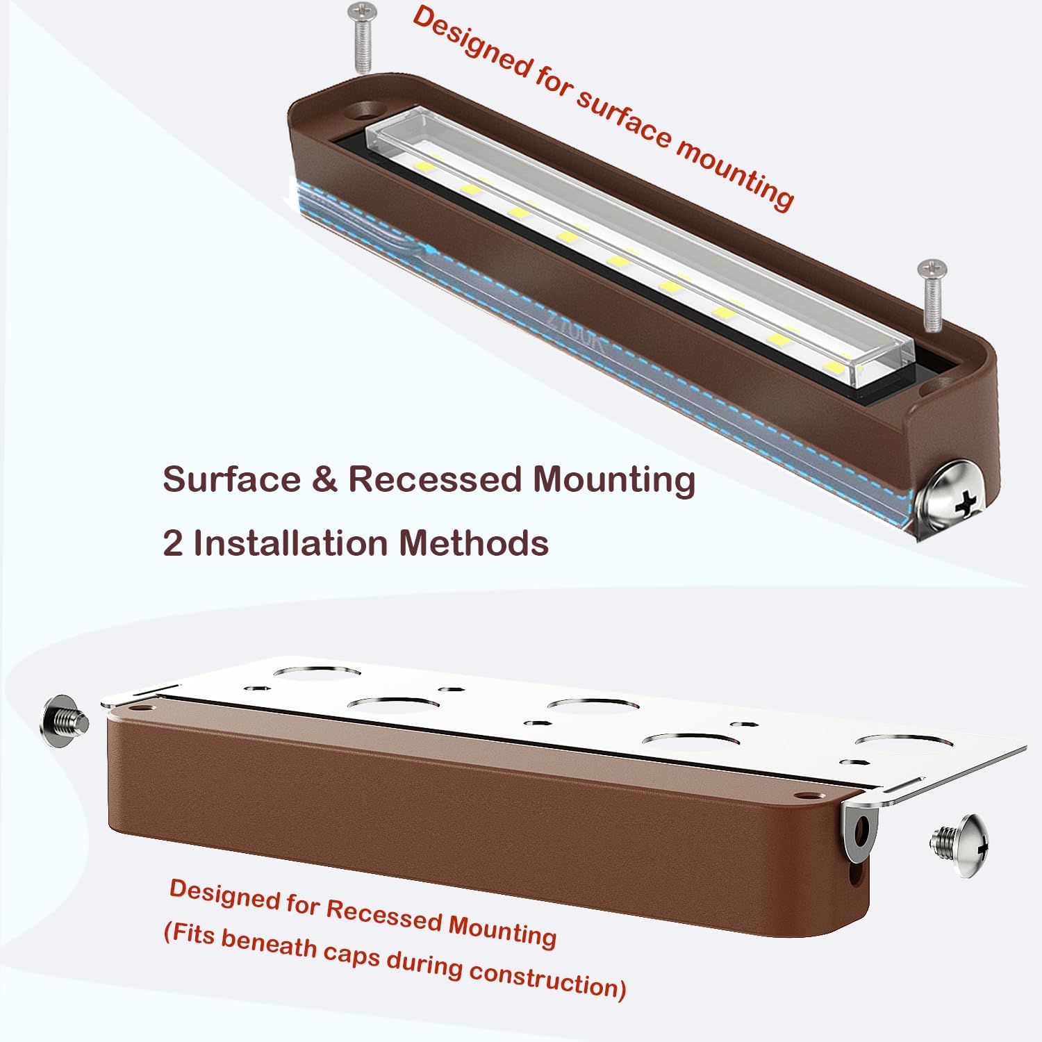 7 Inch LED Retaining Wall Light, 5W Hardscape Paver Light 5CCT 2200K-5000K Tunable White, 12-24V Low Voltage Outdoor Step Light, 270° Rotatable ETL Listed Landscape Lighting for Patio, Deck, Stairs