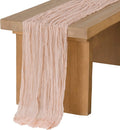 Ling's Moment 14ft Blush Cheesecloth Table Runner Gauze Sheer Extra Long Dusty Pink Table Runners for Wedding Party Bridal Shower(Blush, 14ft x 35")