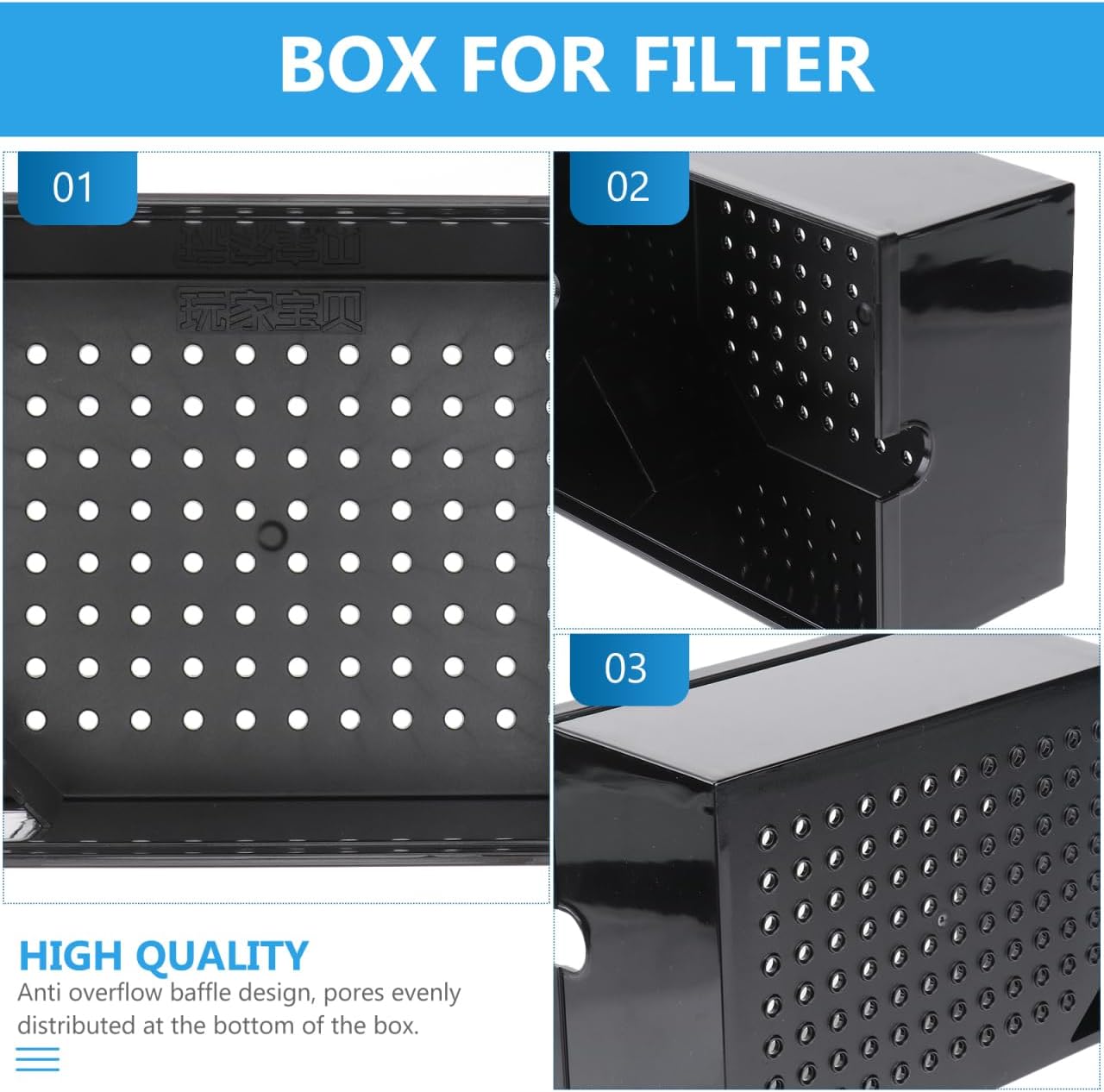 Vanzack Drip Filter Box for Fish Tank - Efficient Aquarium Filter with Overflow Baffle and Enhanced Filtration Black Plastic 6.30 X 4.72 X 2.76 Inches