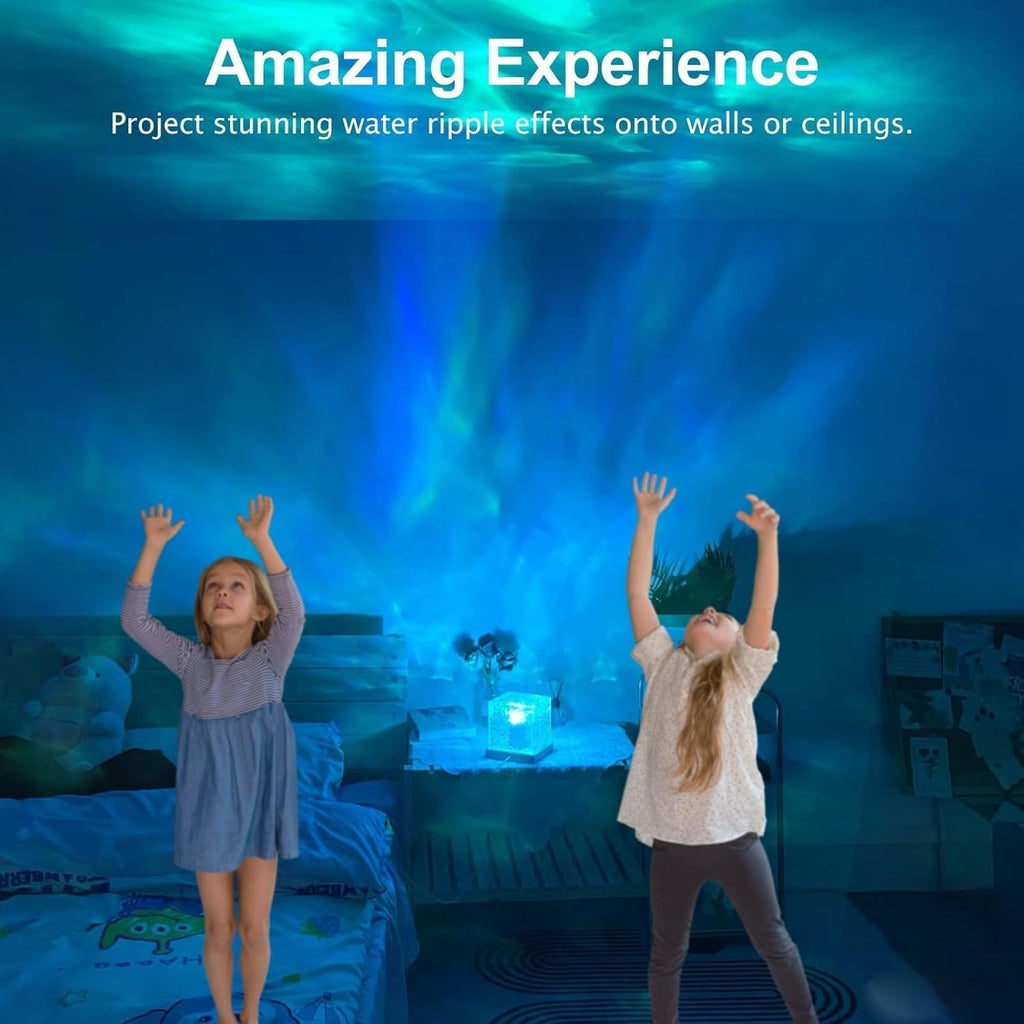 Northern Lights Ocean Wave Projector Light, Galaxy Light Projector, 16 Colors Gradual Rotating Flame Water Ripple Ambient Night Light Non-Wood for Bedroom, Room Decor, Kids Room (Rechargeable)