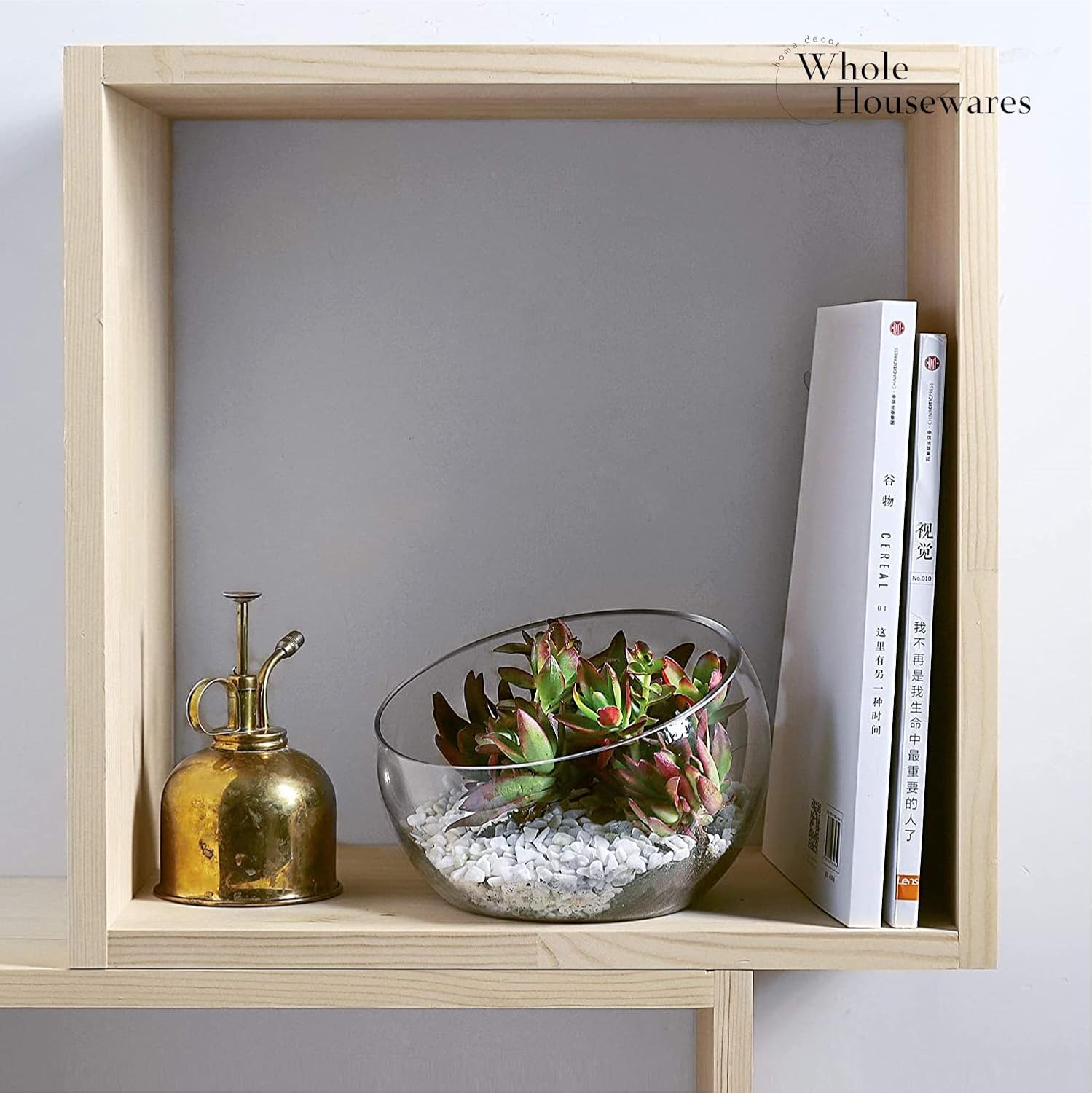 WHOLE HOUSEWARES | Slant Cut Bowl Glass Vase, Width 6.3", Height 5", Clear Terrarium Jar, Candy Jar, Fruit Jar, Floral Container for Wedding Party Event, Home Office Decor, 1 Piece