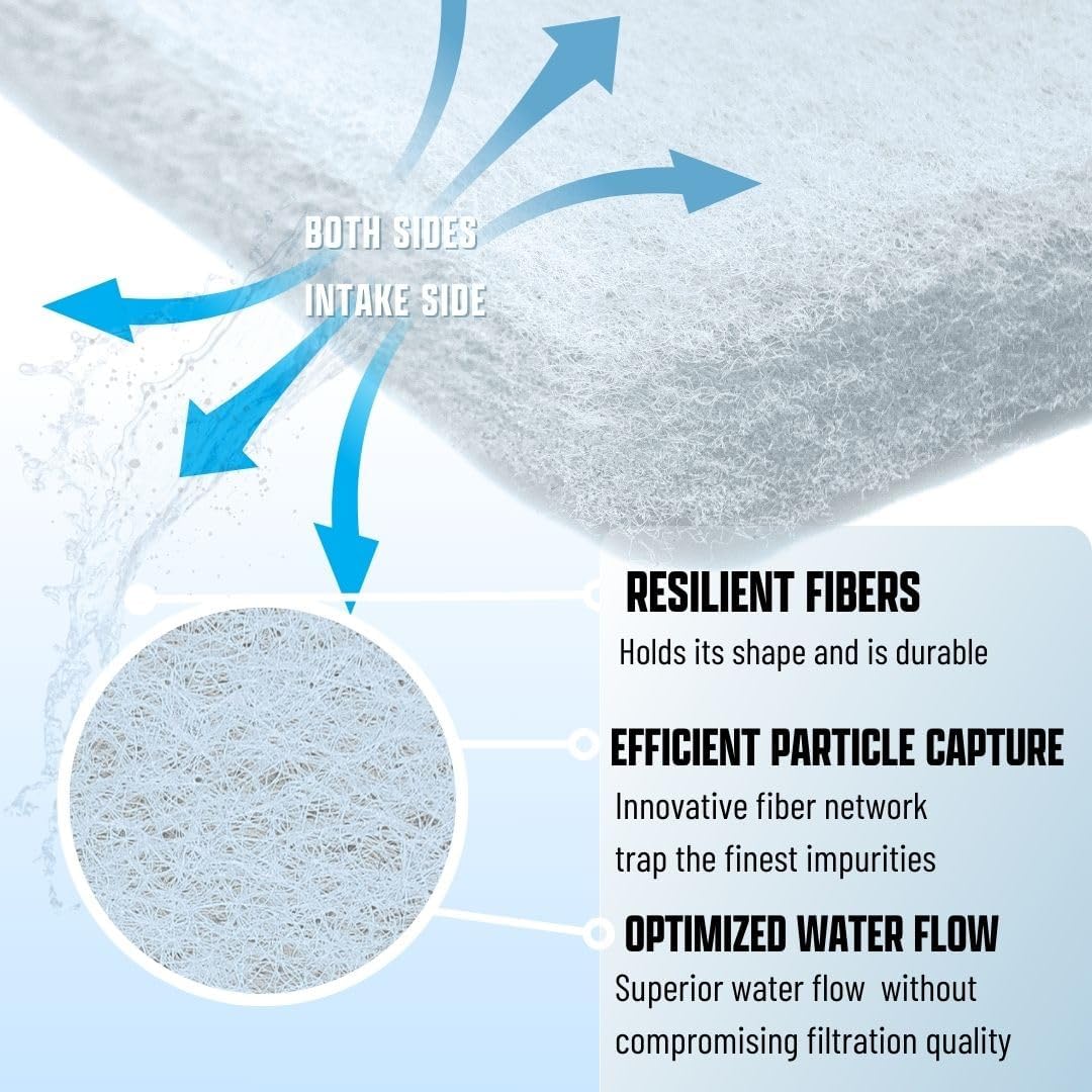 Premium Aquarium Filter Media Pad - Cut-to-Fit Roll, Fresh and Saltwater Safe, Blue & Dye-Free Options, Made in USA (Dye Free, 12"x72" (6 ft) x 0.75)