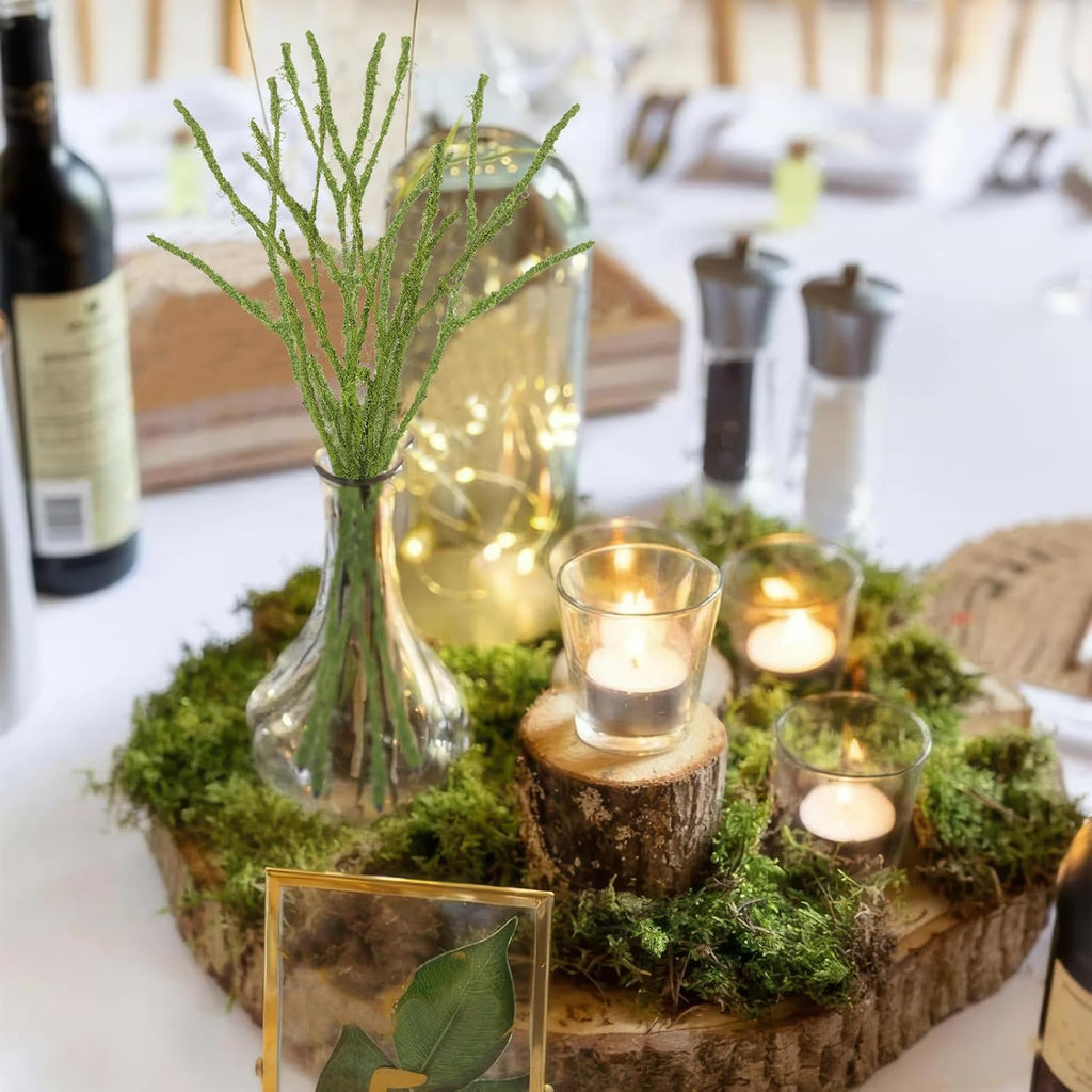 Fake Moss Ficus Twig Plants Faux Branches for Vase Filler Artificial Greenery Stems Silk Moss Green Plants for Home Office Party Wedding Shop Decoration