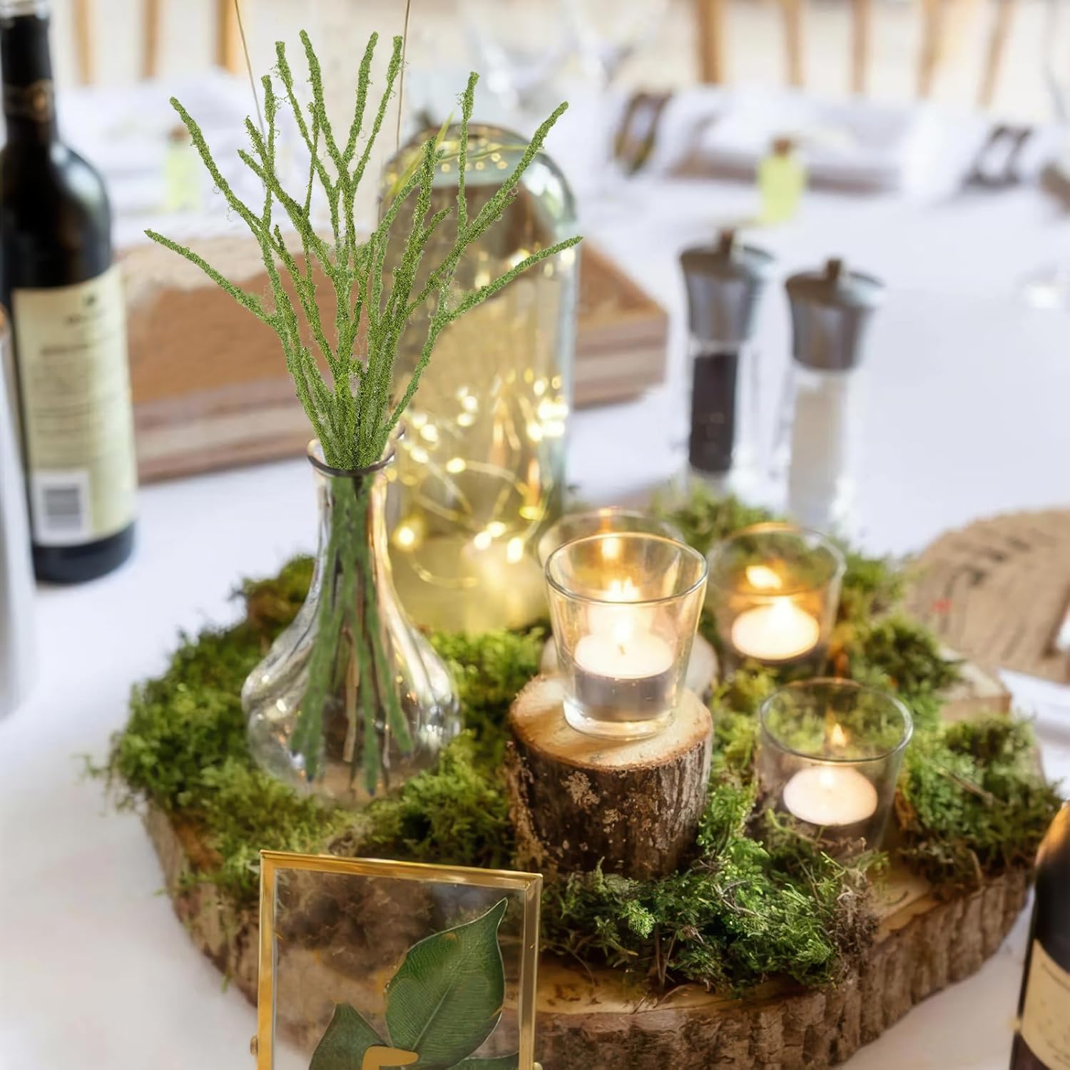 Fake Moss Ficus Twig Plants Faux Branches for Vase Filler Artificial Greenery Stems Silk Moss Green Plants for Home Office Party Wedding Shop Decoration